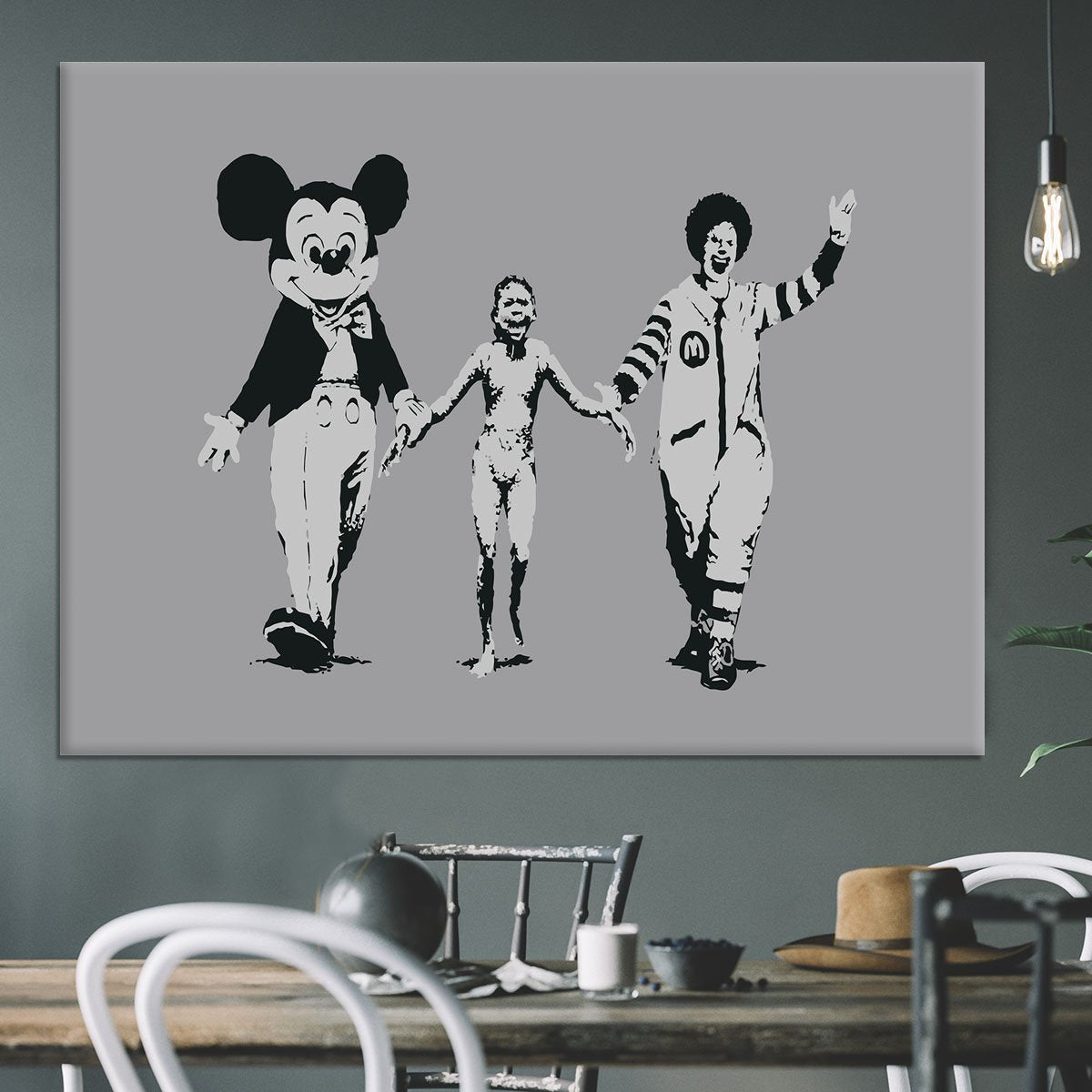 Banksy Mickey And Ronald Canvas Print or Poster