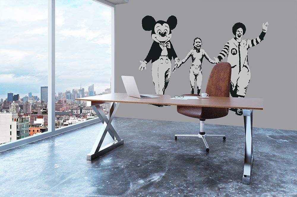 Banksy Mickey And Ronald Wall Mural Wallpaper - Canvas Art Rocks - 3