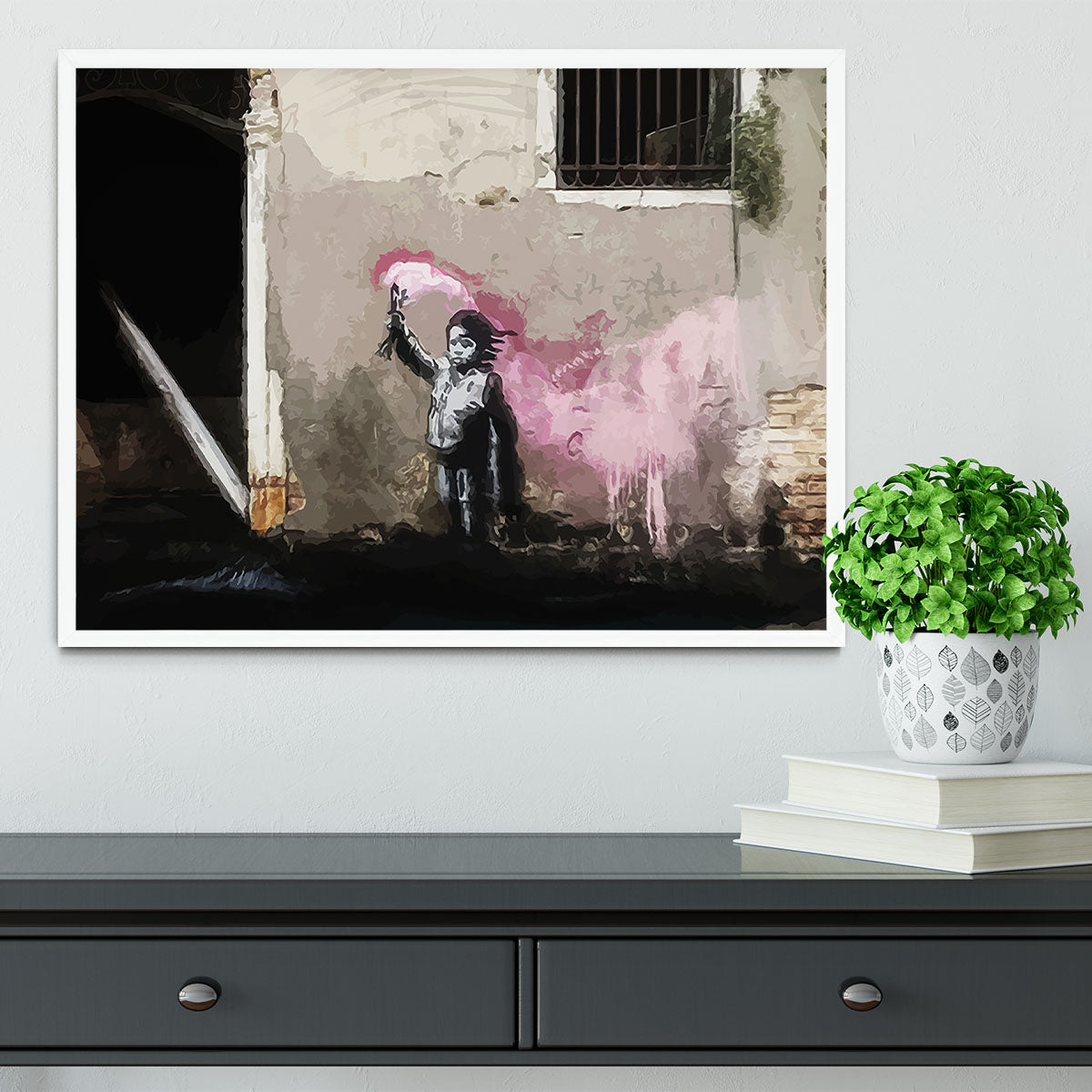 Banksy Migrant Child Venice Framed Print - Canvas Art Rocks -6