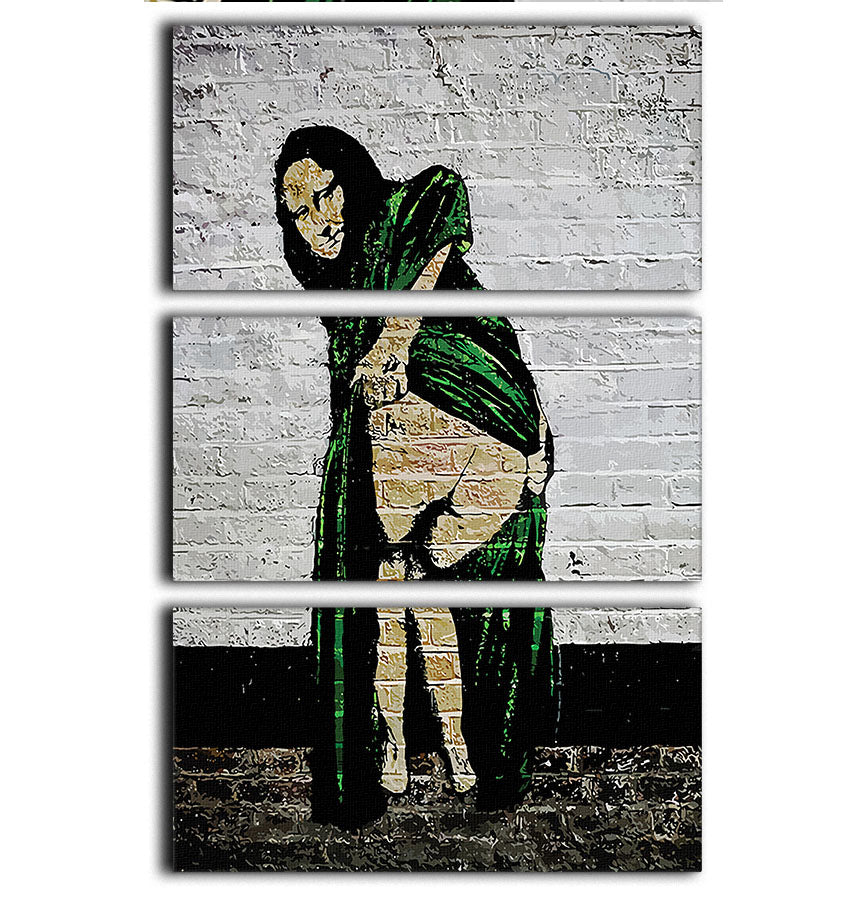 Banksy Mona Lisa Showing Her Backside 3 Split Panel Canvas Print - Canvas Art Rocks - 1