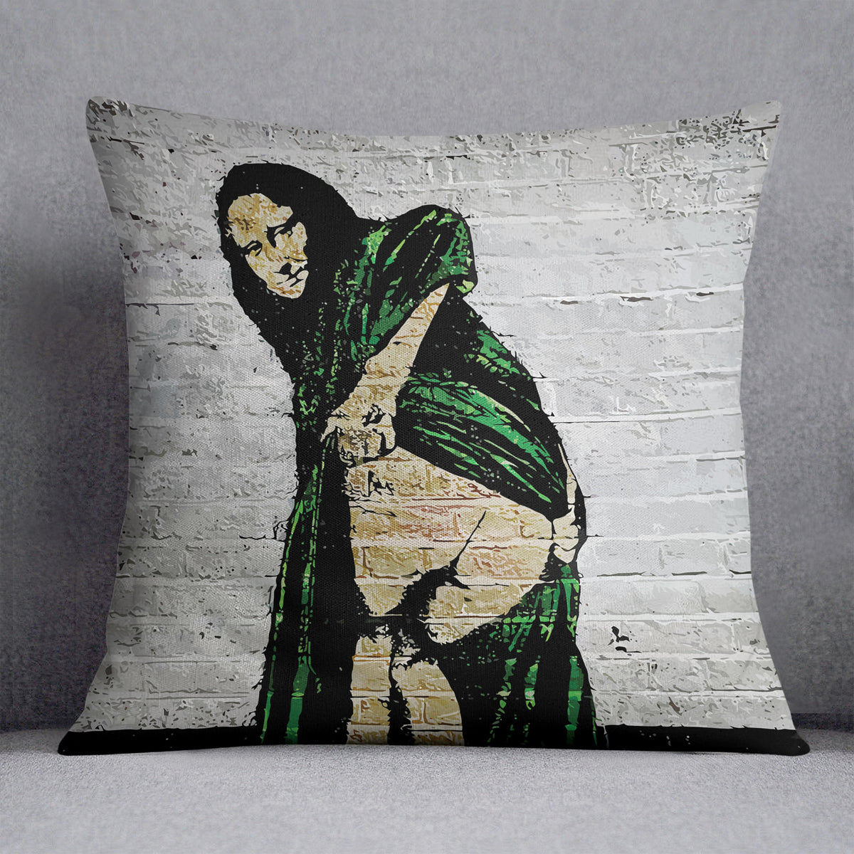 Banksy Mona Lisa Showing Her Backside Cushion