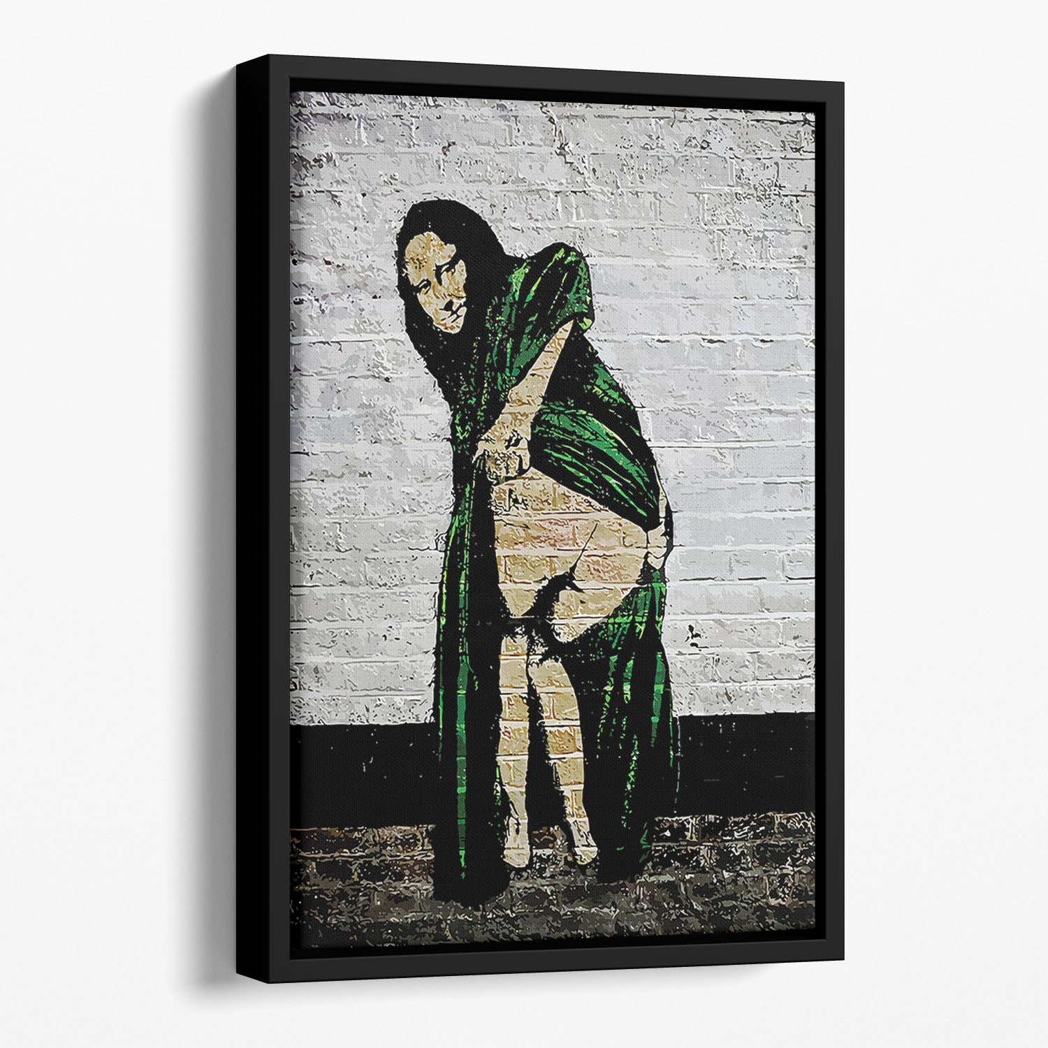Banksy Mona Lisa Showing Her Backside Floating Framed Canvas - Canvas Art Rocks - 1