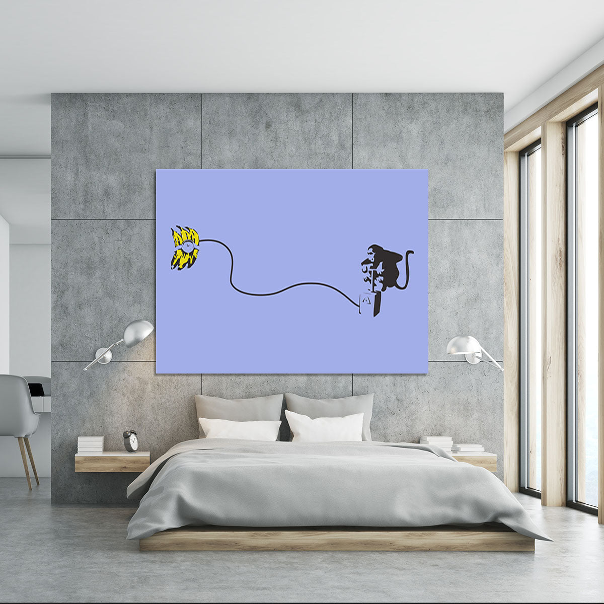 Banksy Monkey Banana Bomb Blue Canvas Print or Poster - Canvas Art Rocks - 5