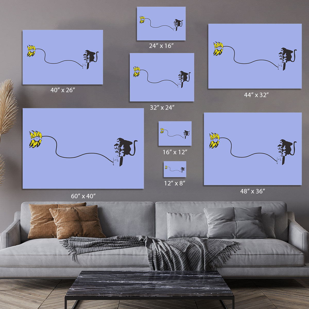 Banksy Monkey Banana Bomb Blue Canvas Print or Poster - Canvas Art Rocks - 7