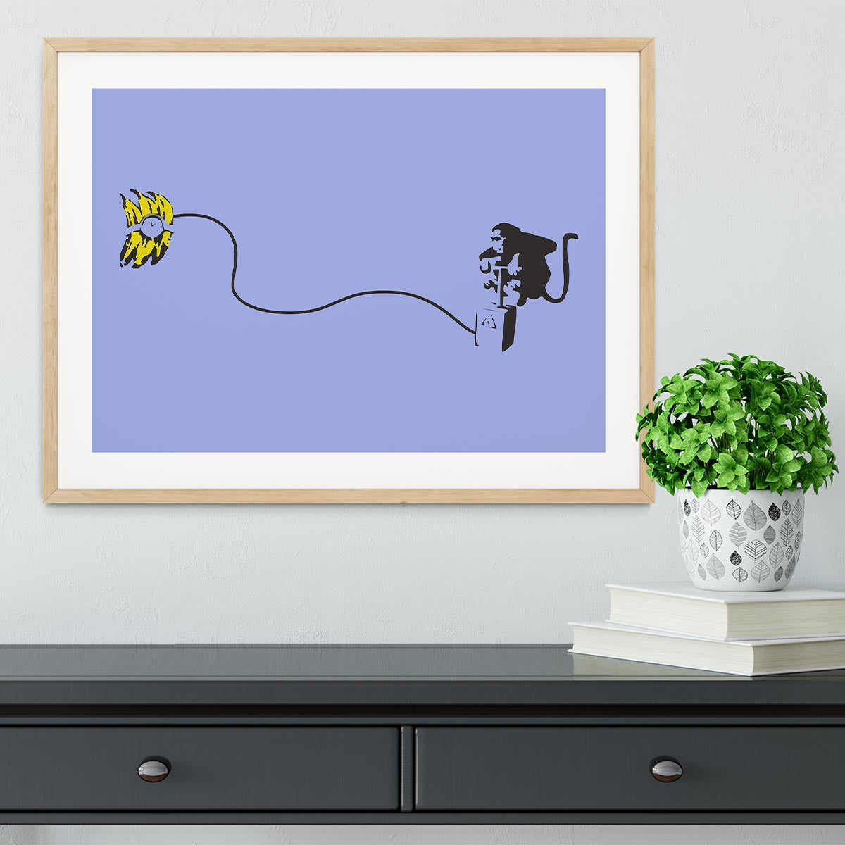 Banksy Monkey Banana Bomb Blue Framed Print - Canvas Art Rocks - 3