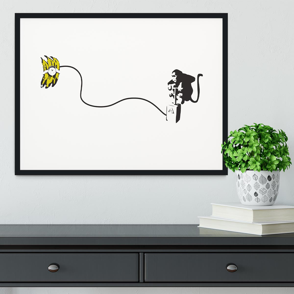 Banksy Monkey Banana Bomb Framed Print - Canvas Art Rocks - 1
