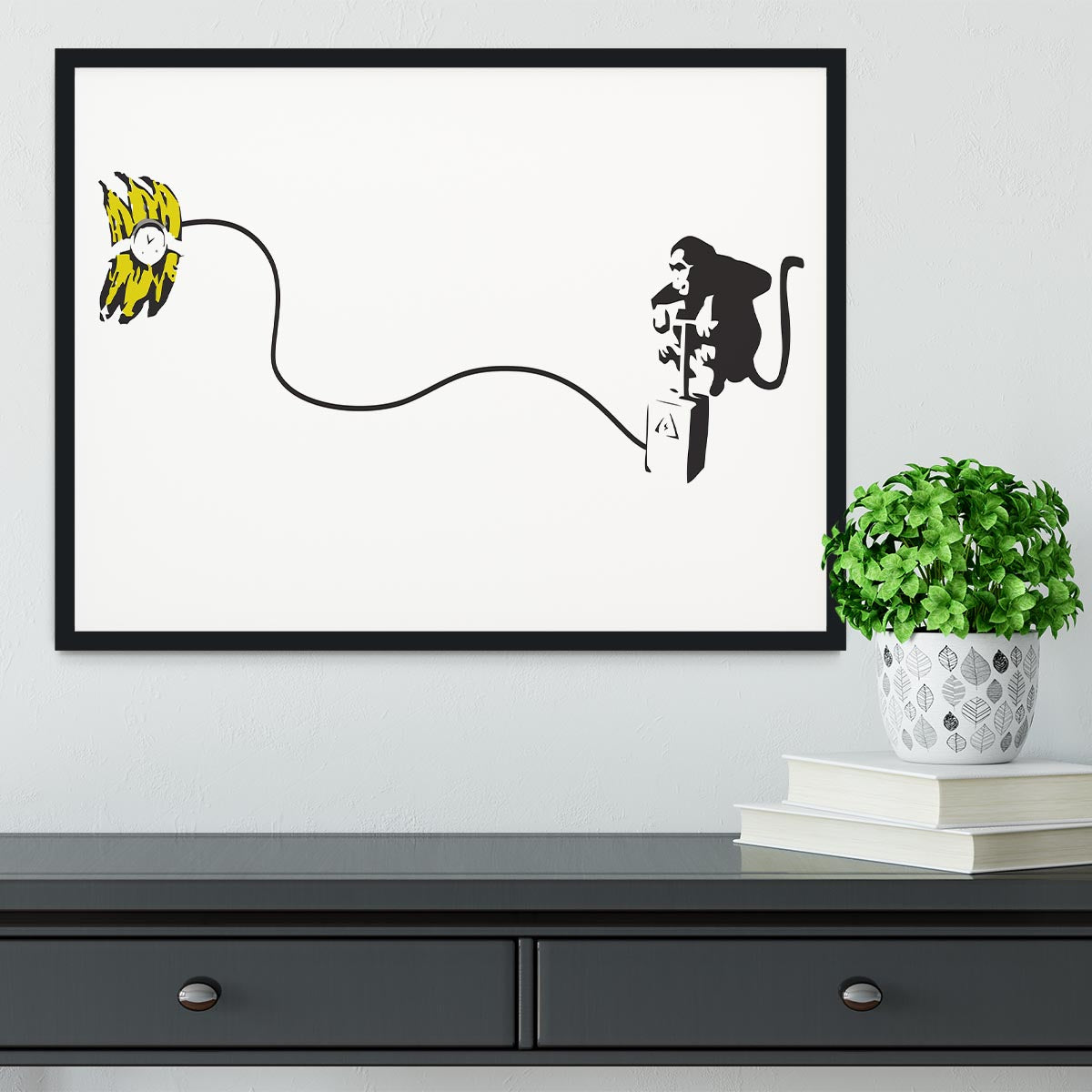 Banksy Monkey Banana Bomb Framed Print - Canvas Art Rocks - 2