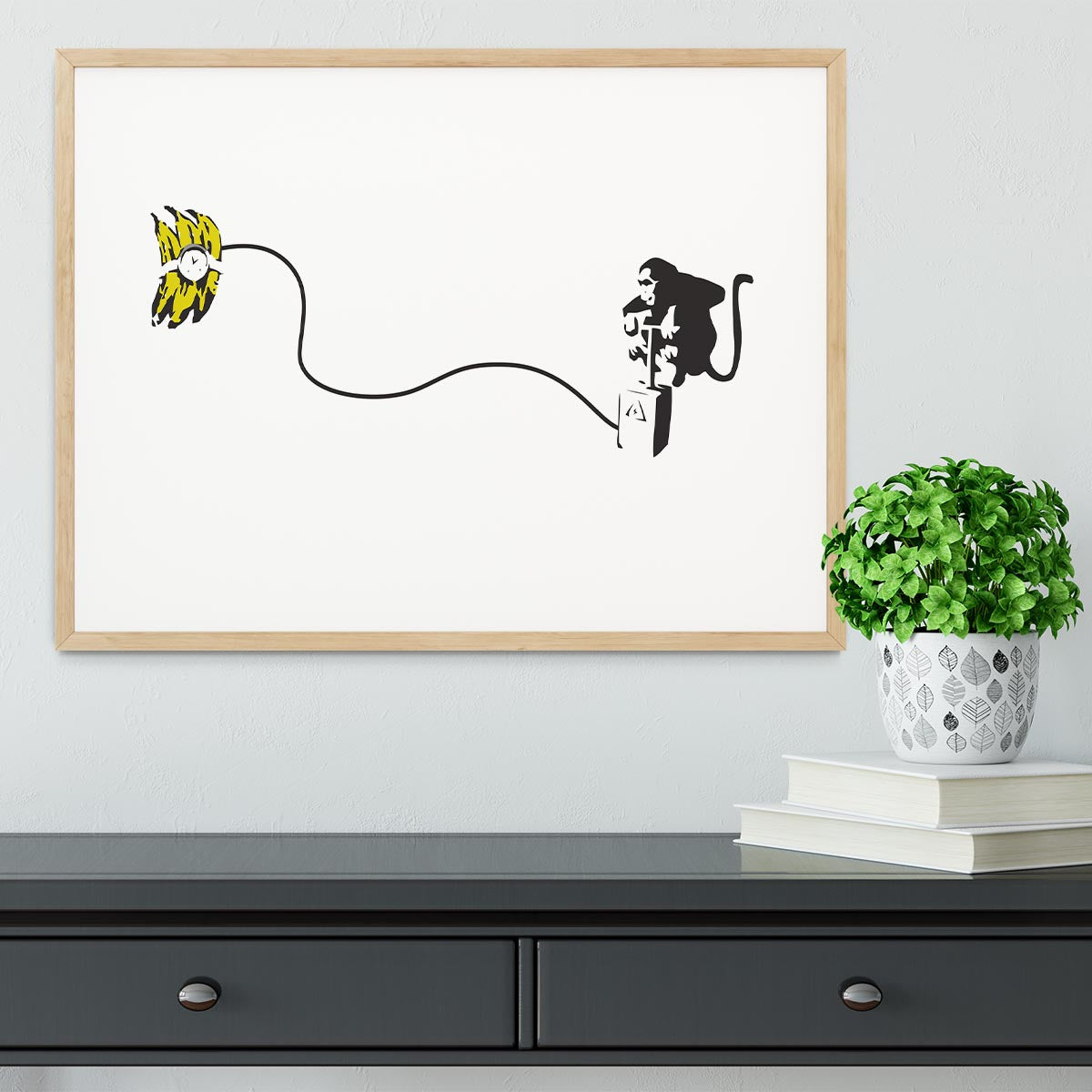 Banksy Monkey Banana Bomb Framed Print - Canvas Art Rocks - 3