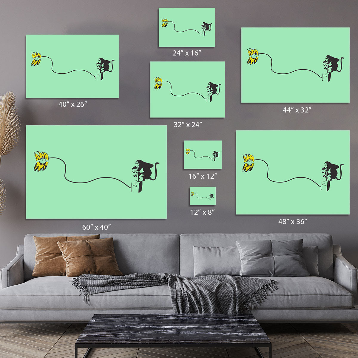 Banksy Monkey Banana Bomb Green Canvas Print or Poster - Canvas Art Rocks - 7