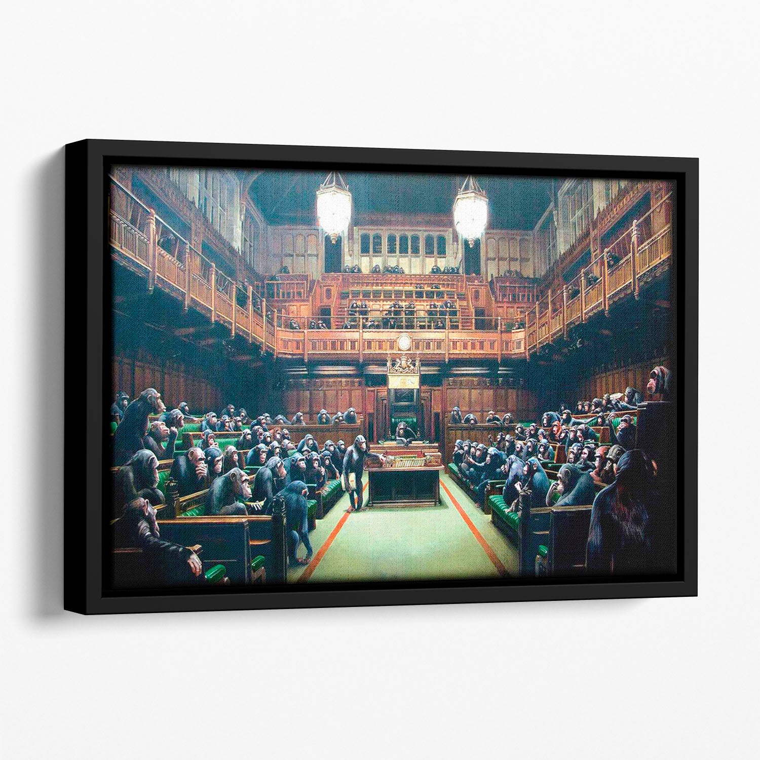 Banksy Monkey Parliament Floating Framed Canvas