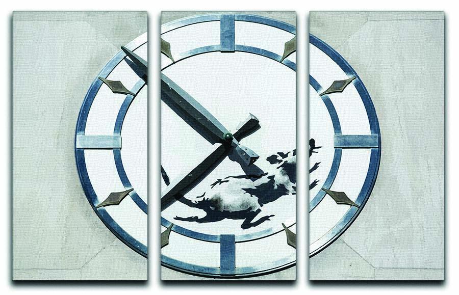 Banksy New York Clock Rat 3 Split Panel Canvas Print - Canvas Art Rocks - 1