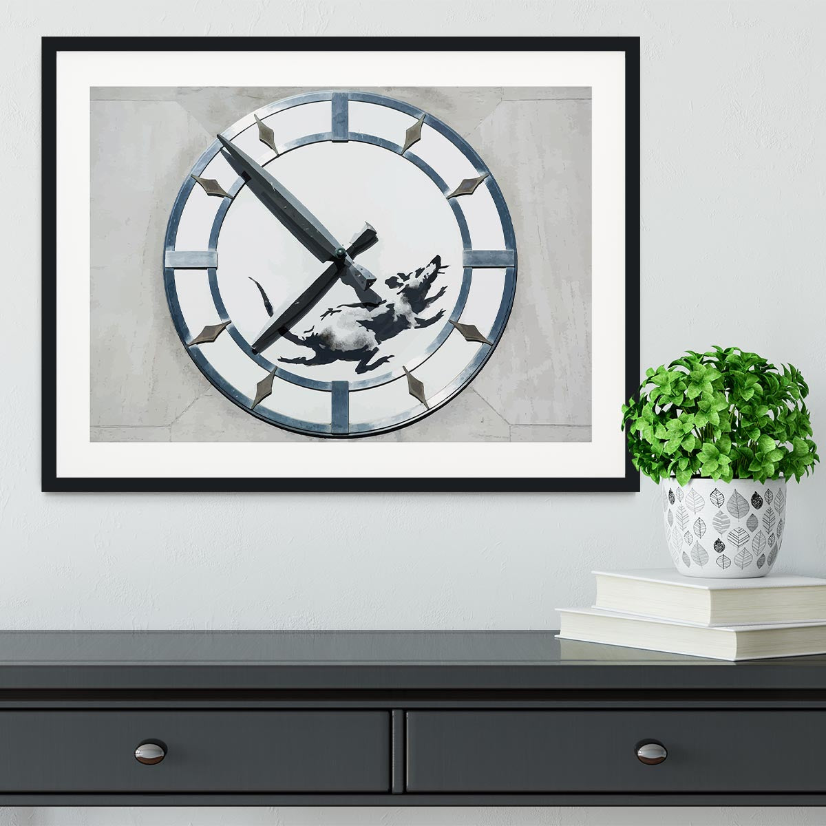 Banksy New York Clock Rat Framed Print - Canvas Art Rocks - 1