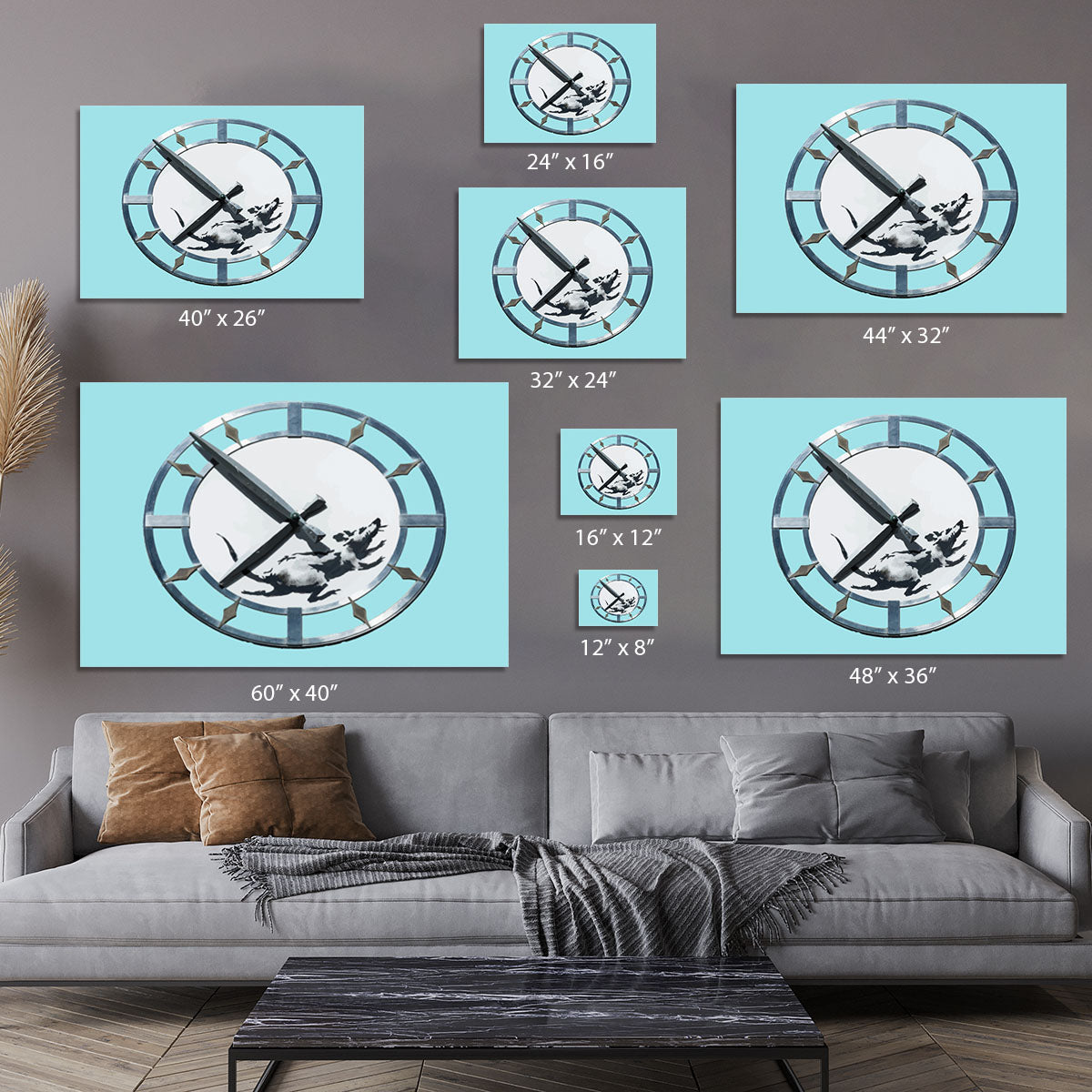 Banksy New York Clock Rat Light Blue Canvas Print or Poster - Canvas Art Rocks - 7