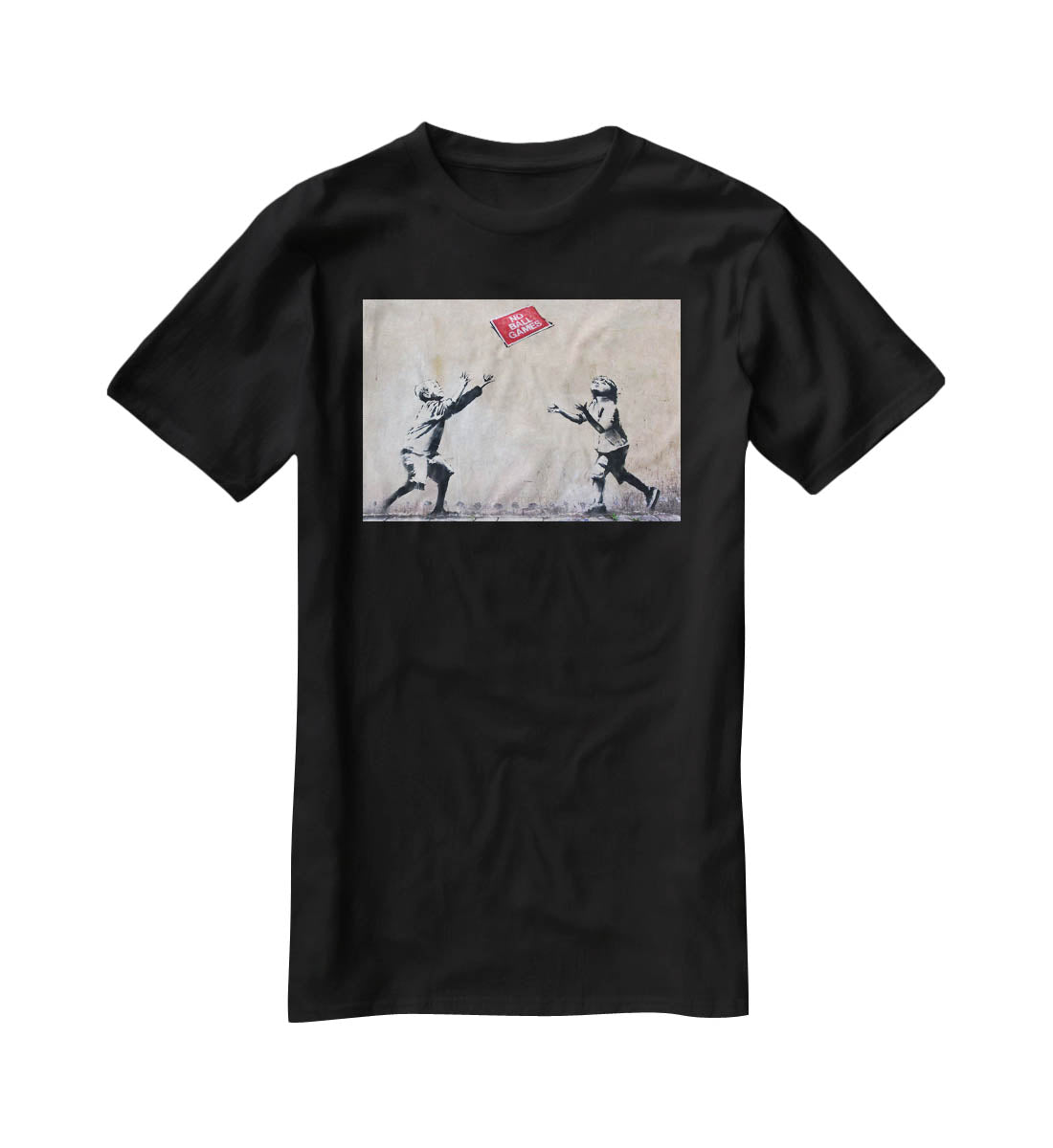 Banksy No Ball Games T-Shirt - Canvas Art Rocks - 1