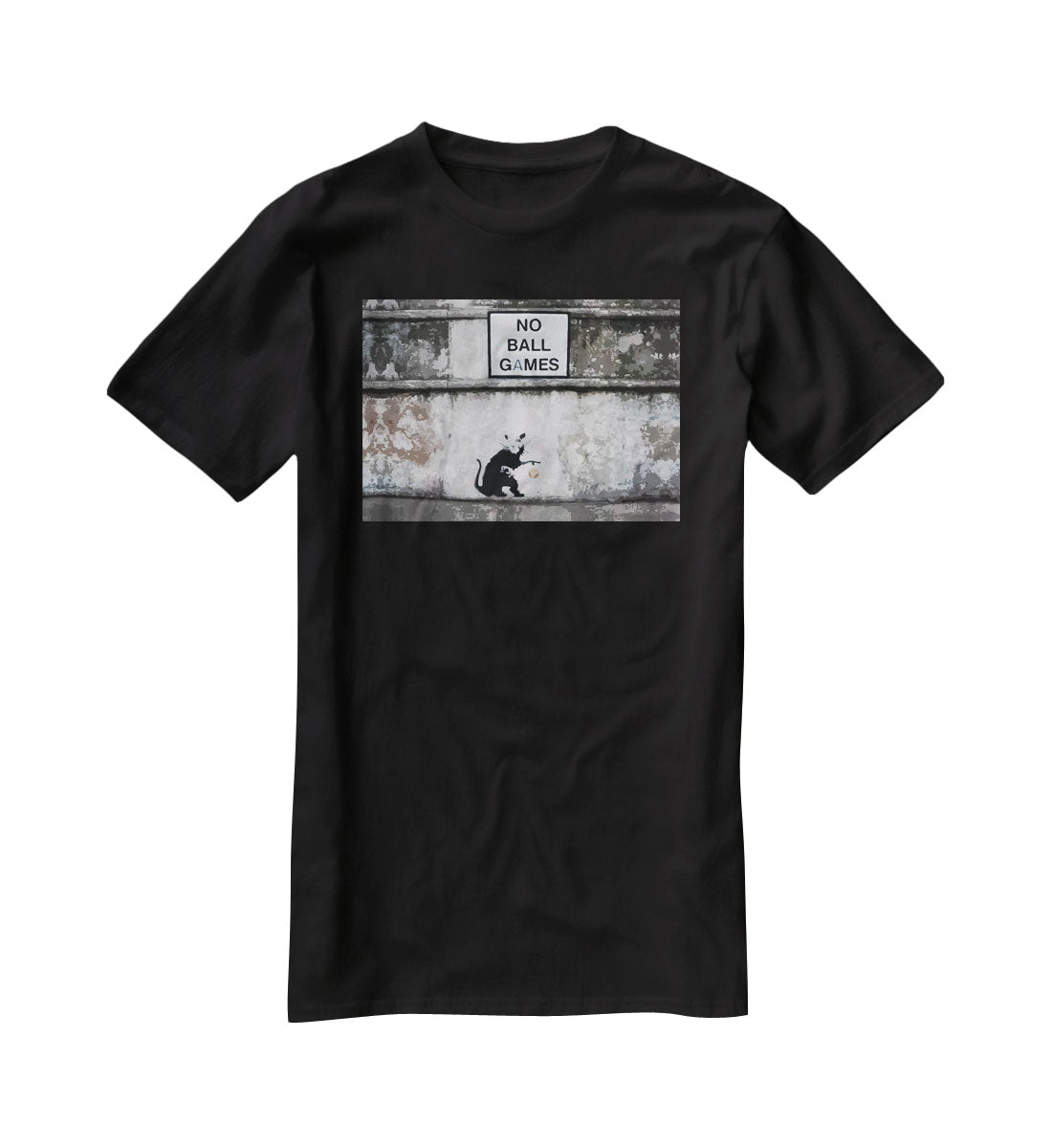Banksy No Ball Games Rat T-Shirt - Canvas Art Rocks - 1