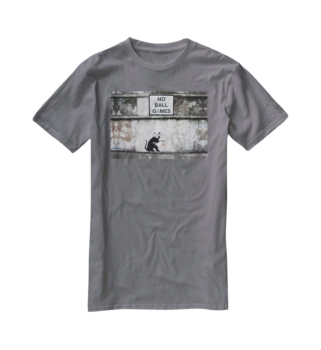 Banksy No Ball Games Rat T-Shirt - Canvas Art Rocks - 3
