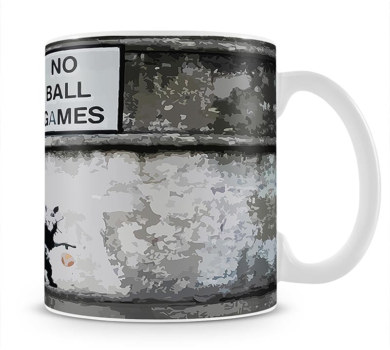Banksy No Ball Games Rat Mug - Canvas Art Rocks - 1