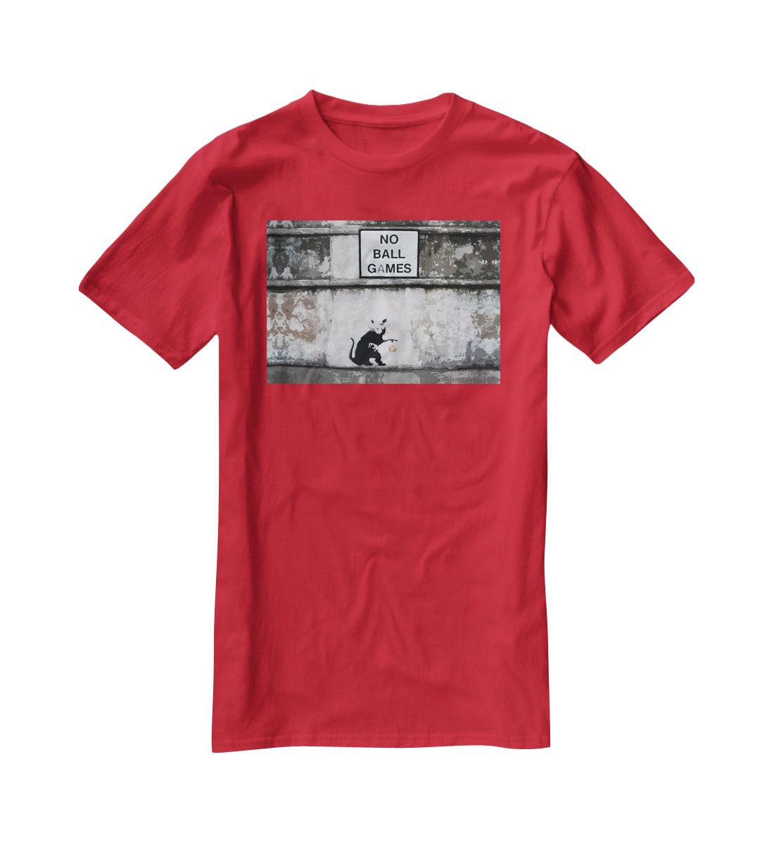 Banksy No Ball Games Rat T-Shirt - Canvas Art Rocks - 4