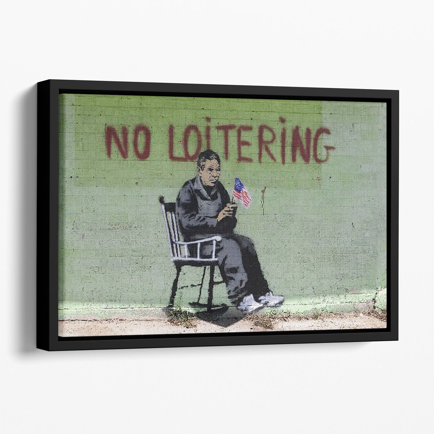 Banksy No Loitering Floating Framed Canvas