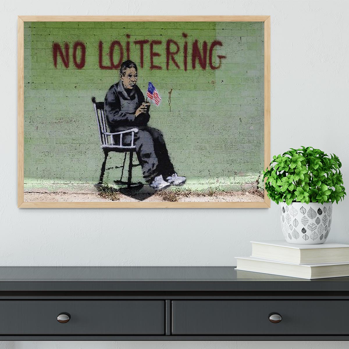 Banksy No Loitering Framed Print - Canvas Art Rocks - 4