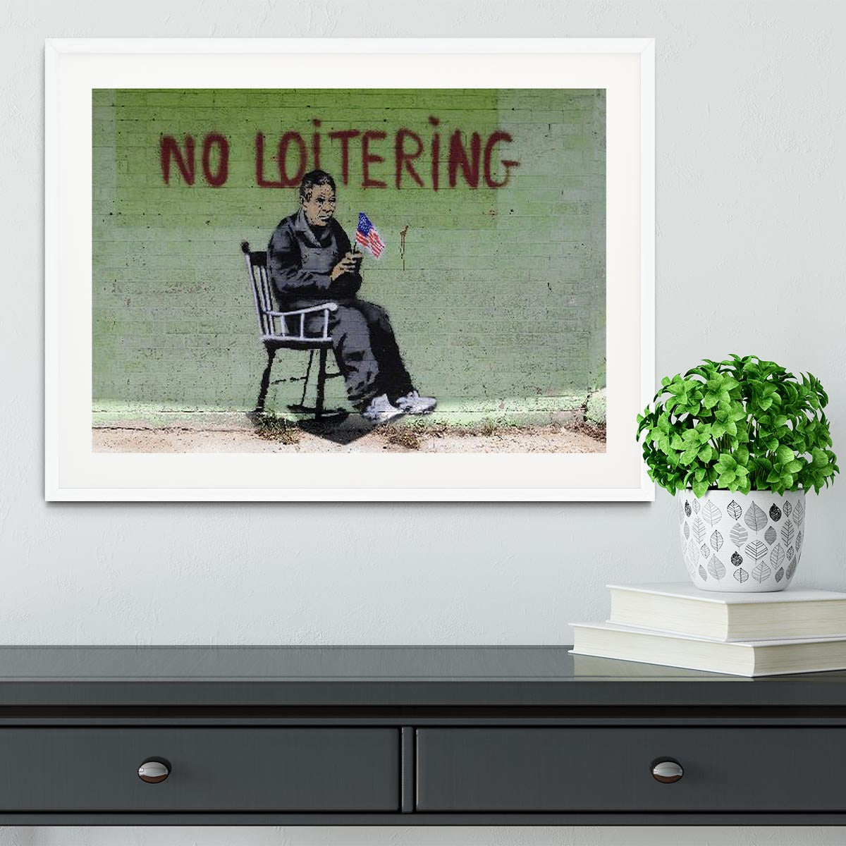 Banksy No Loitering Framed Print - Canvas Art Rocks - 5