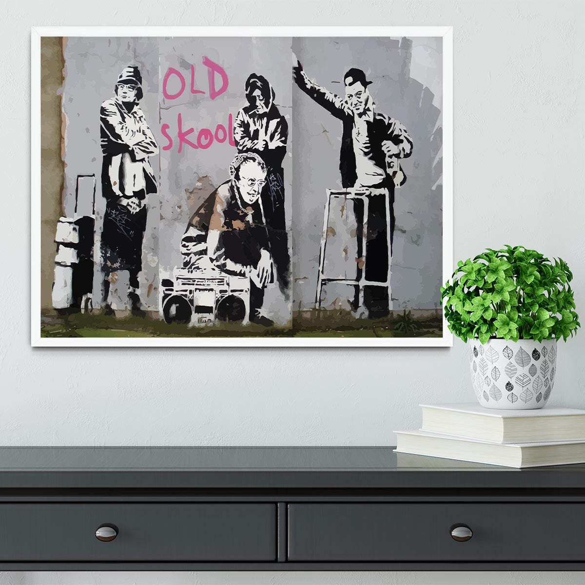 Banksy Old Skool Framed Print - Canvas Art Rocks -6
