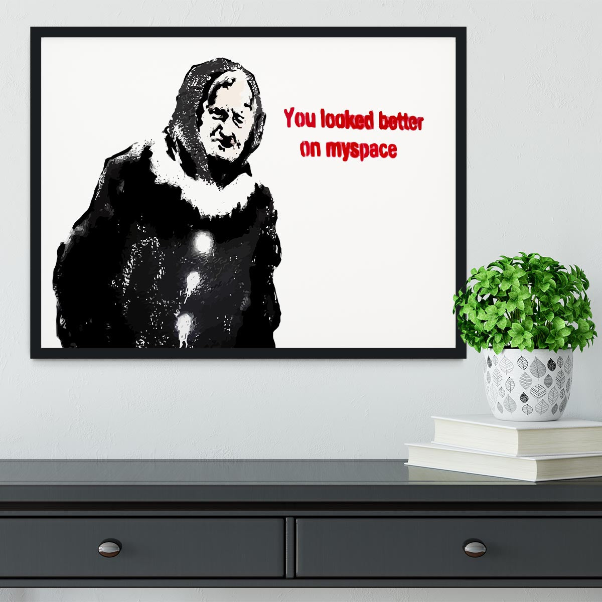 Banksy Old Woman MySpace Framed Print