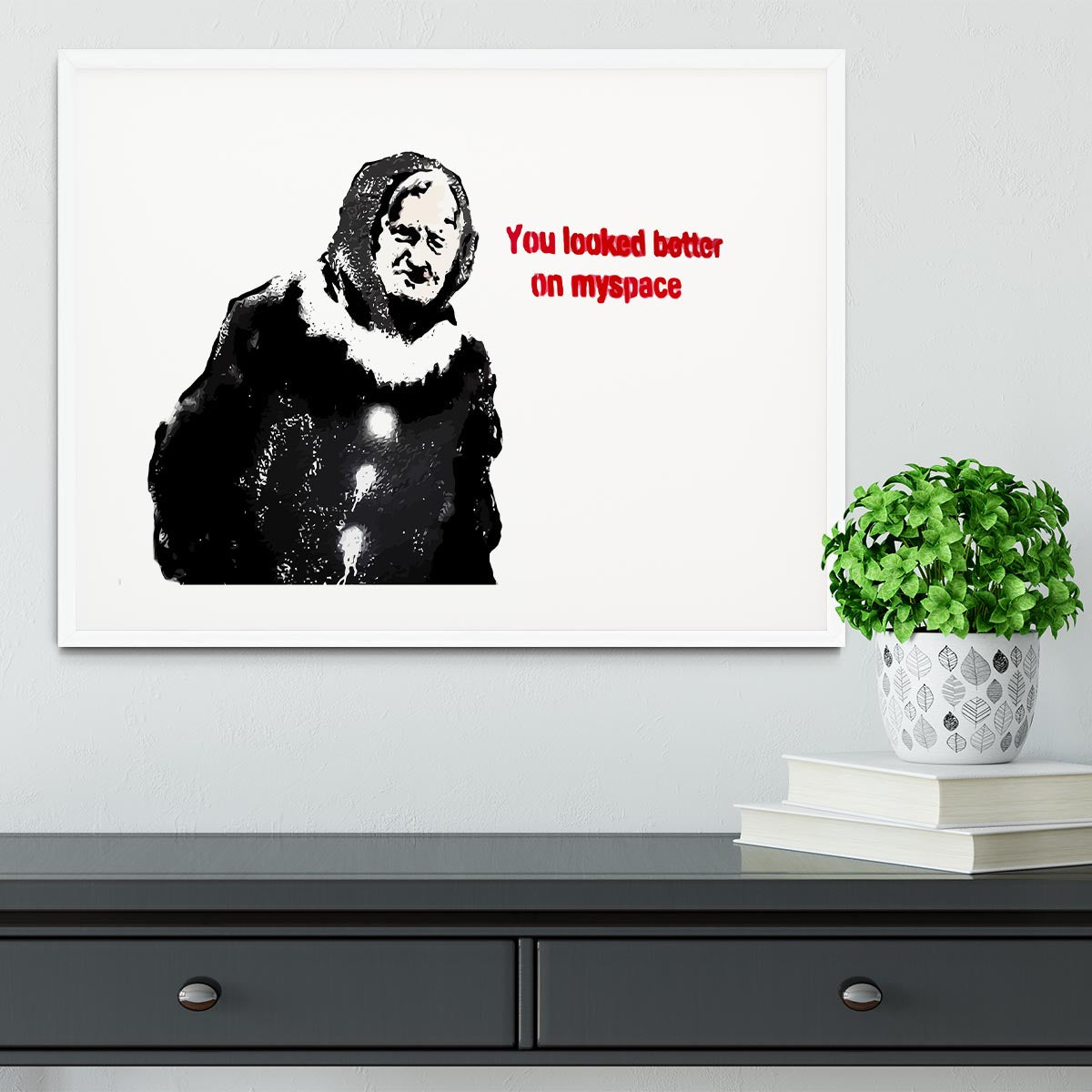 Banksy Old Woman MySpace Framed Print