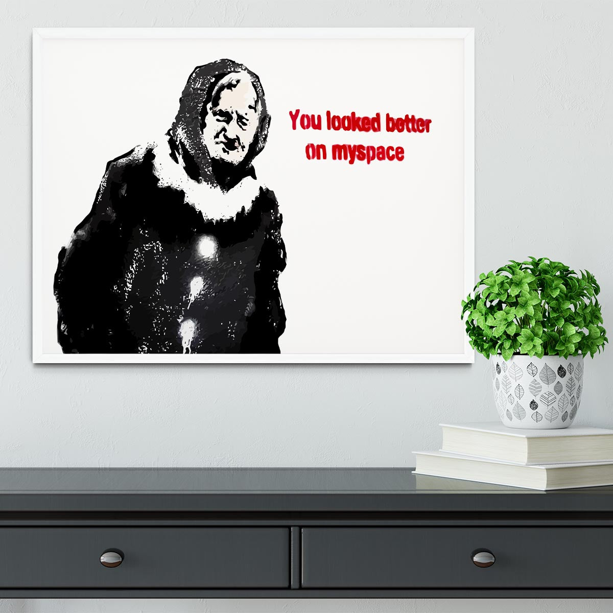 Banksy Old Woman MySpace Framed Print