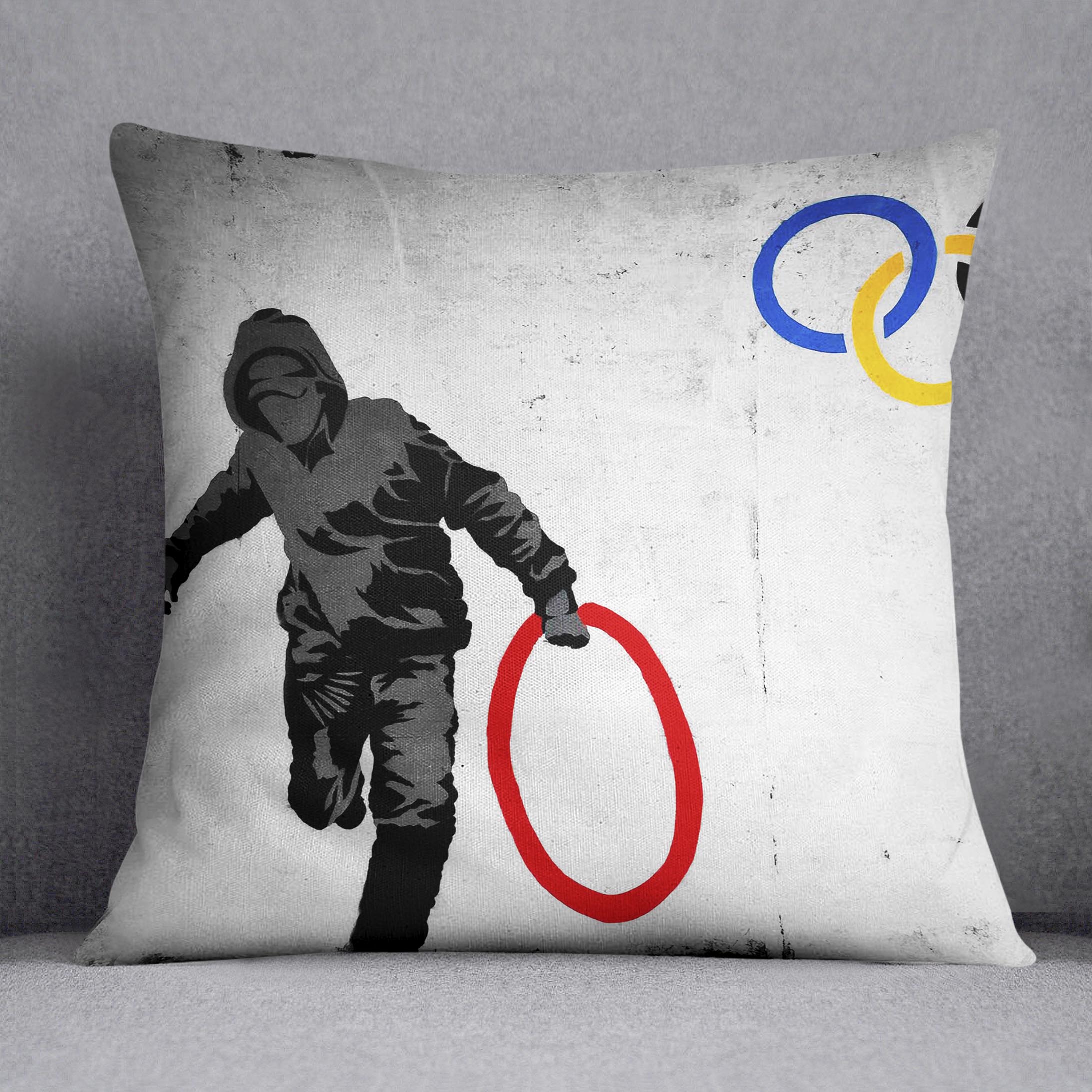 Banksy Olympic Rings Looter Cushion