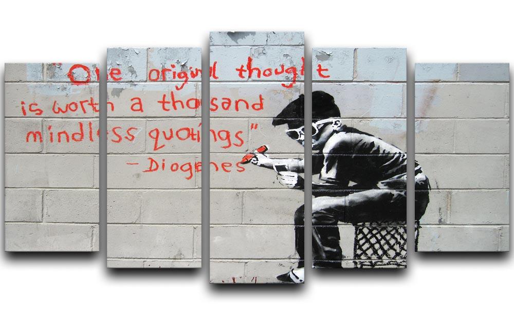 Banksy One Original Thought 5 Split Panel Canvas - Canvas Art Rocks - 1