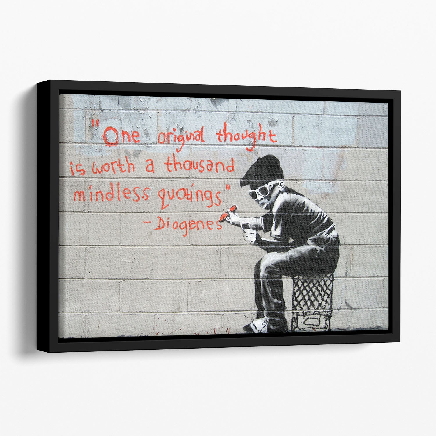 Banksy One Original Thought Floating Framed Canvas