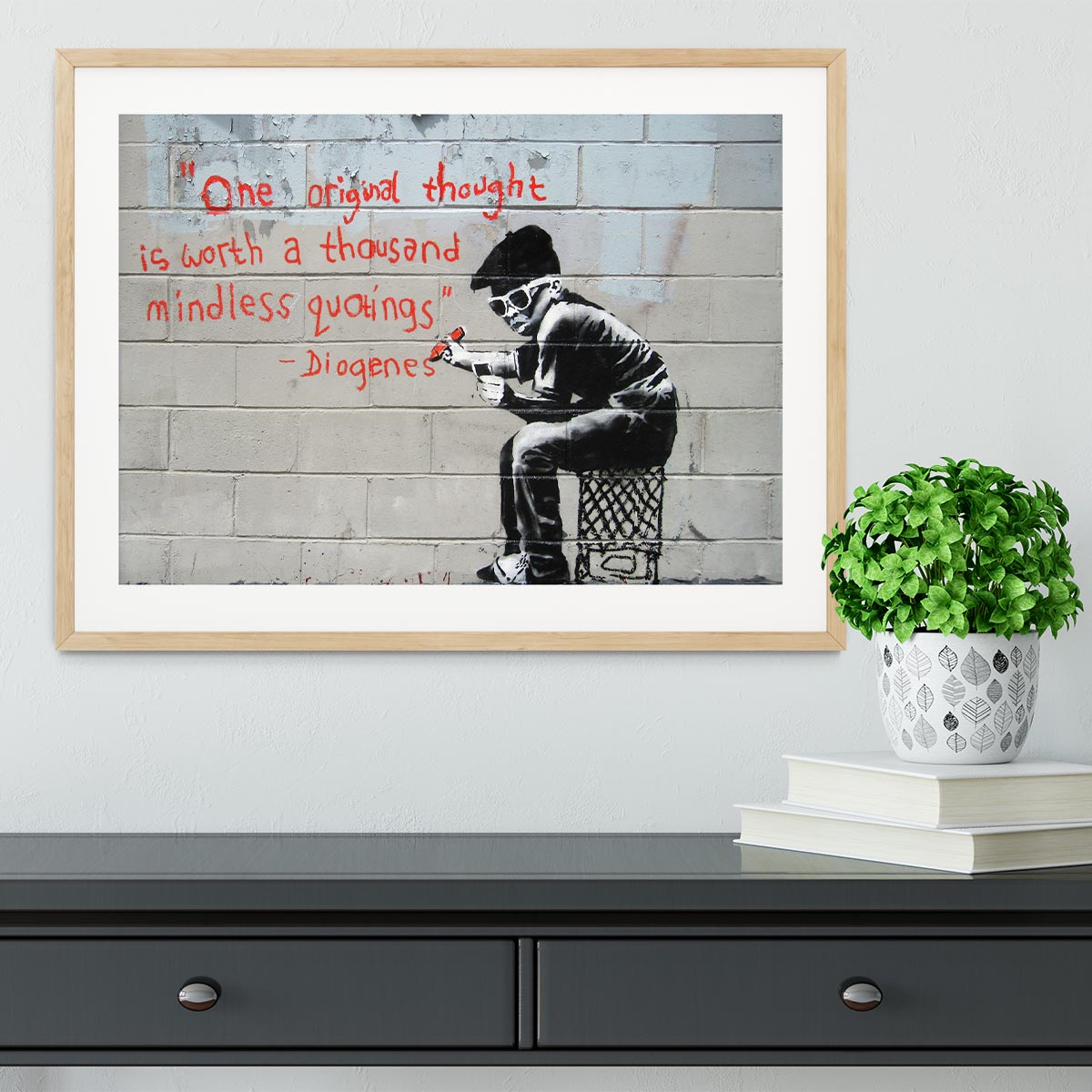 Banksy One Original Thought Framed Print - Canvas Art Rocks - 3