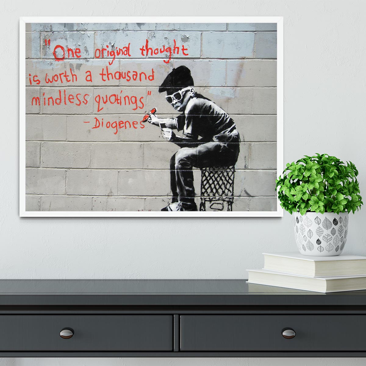 Banksy One Original Thought Framed Print - Canvas Art Rocks -6