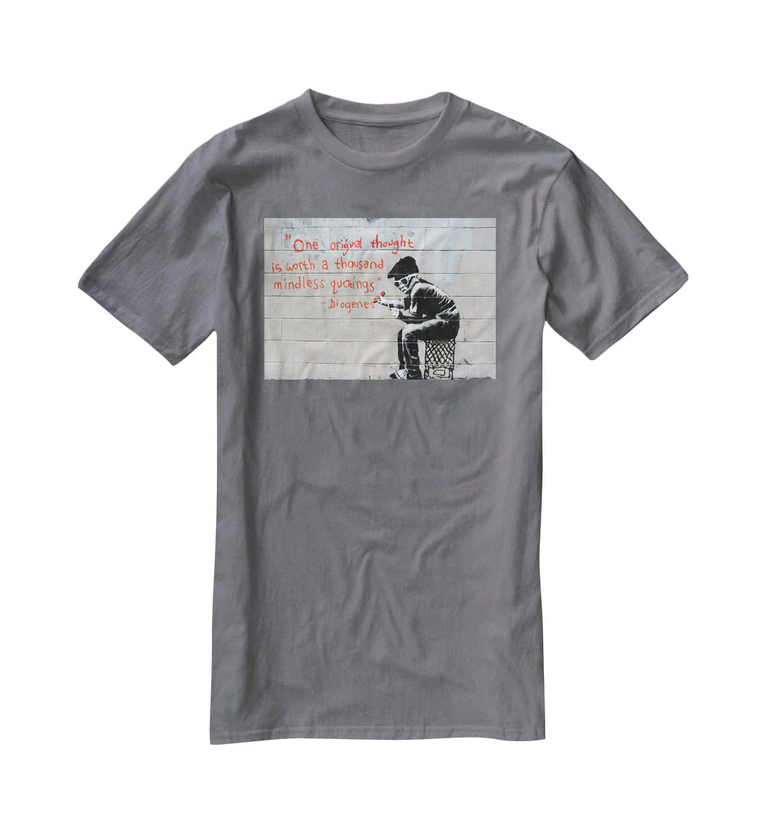 Banksy One Original Thought T-Shirt - Canvas Art Rocks - 3