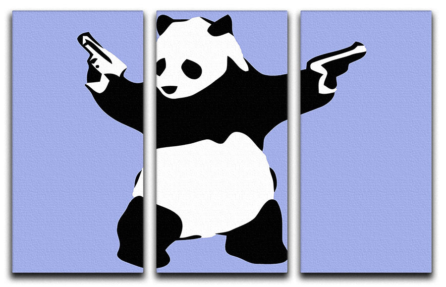 Banksy Panda Blue 3 Split Panel Canvas Print - Canvas Art Rocks - 1