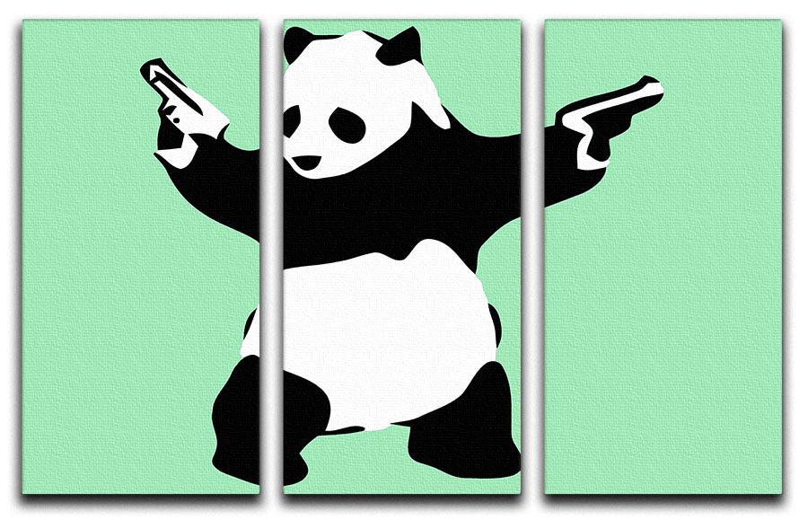 Banksy Panda Green 3 Split Panel Canvas Print - Canvas Art Rocks - 1