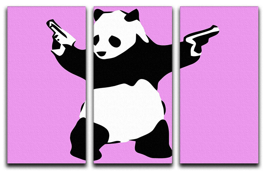 Banksy Panda Purple 3 Split Panel Canvas Print - Canvas Art Rocks - 1