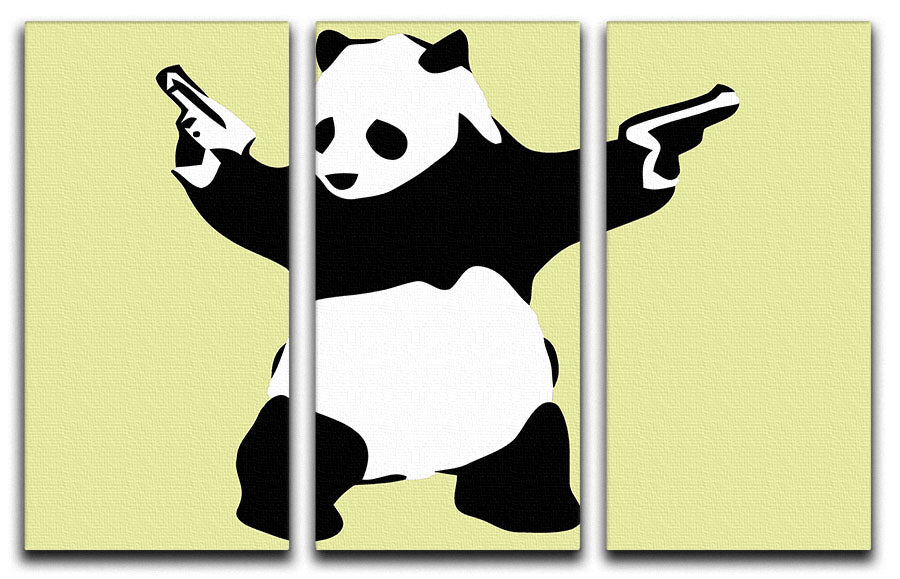 Banksy Panda Yellow 3 Split Panel Canvas Print - Canvas Art Rocks - 1