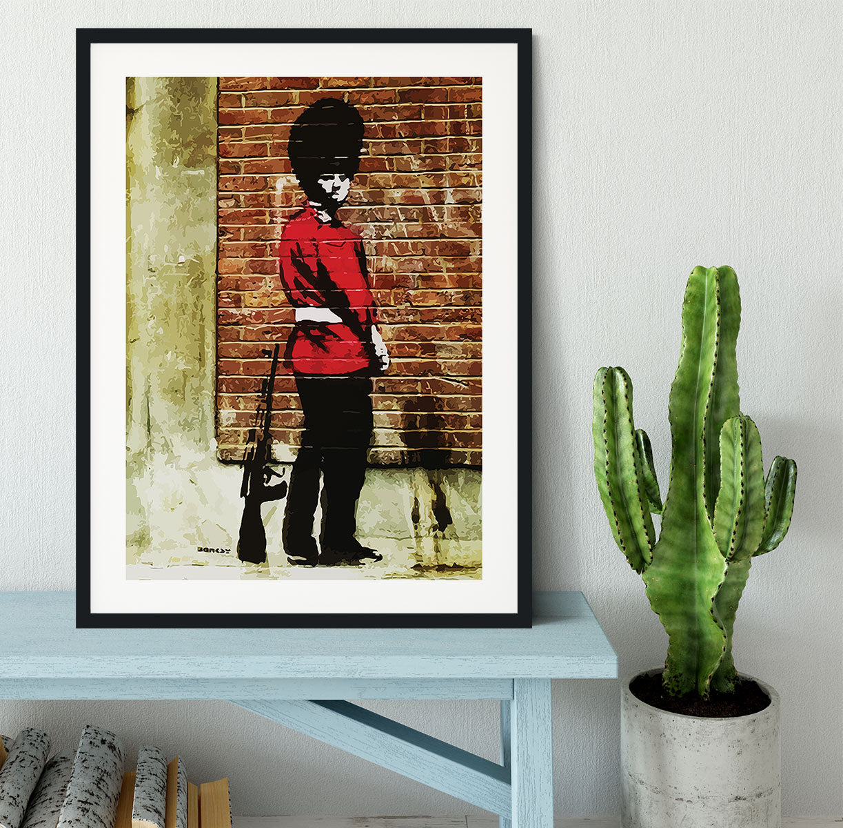 Banksy Pissing London Soldier Framed Print - Canvas Art Rocks - 1