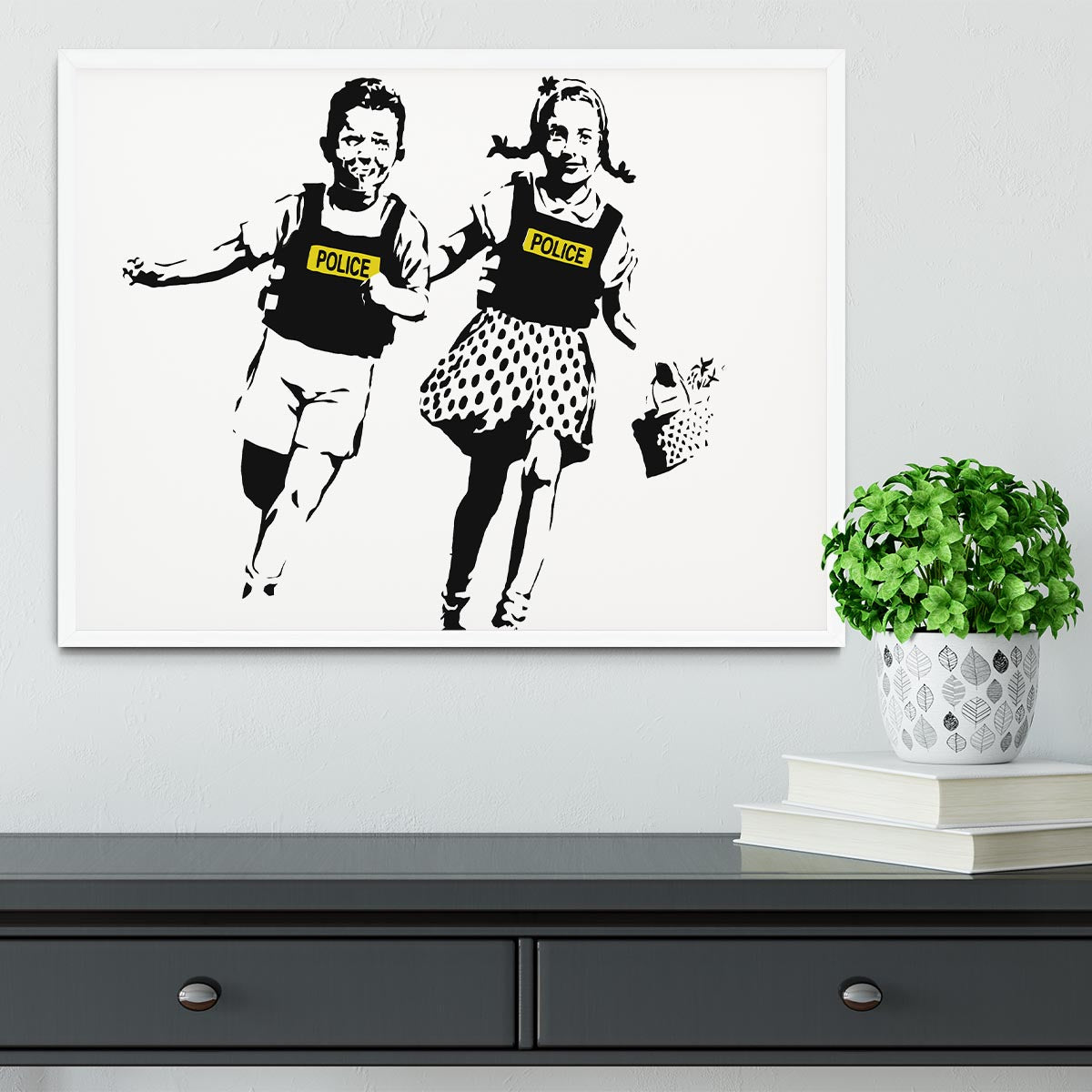 Banksy Police Kids Framed Print - Canvas Art Rocks -6