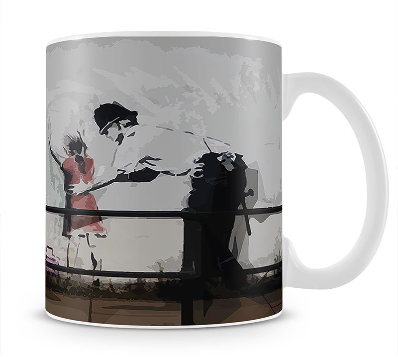 Banksy Policeman Searching Girl Mug - Canvas Art Rocks - 1