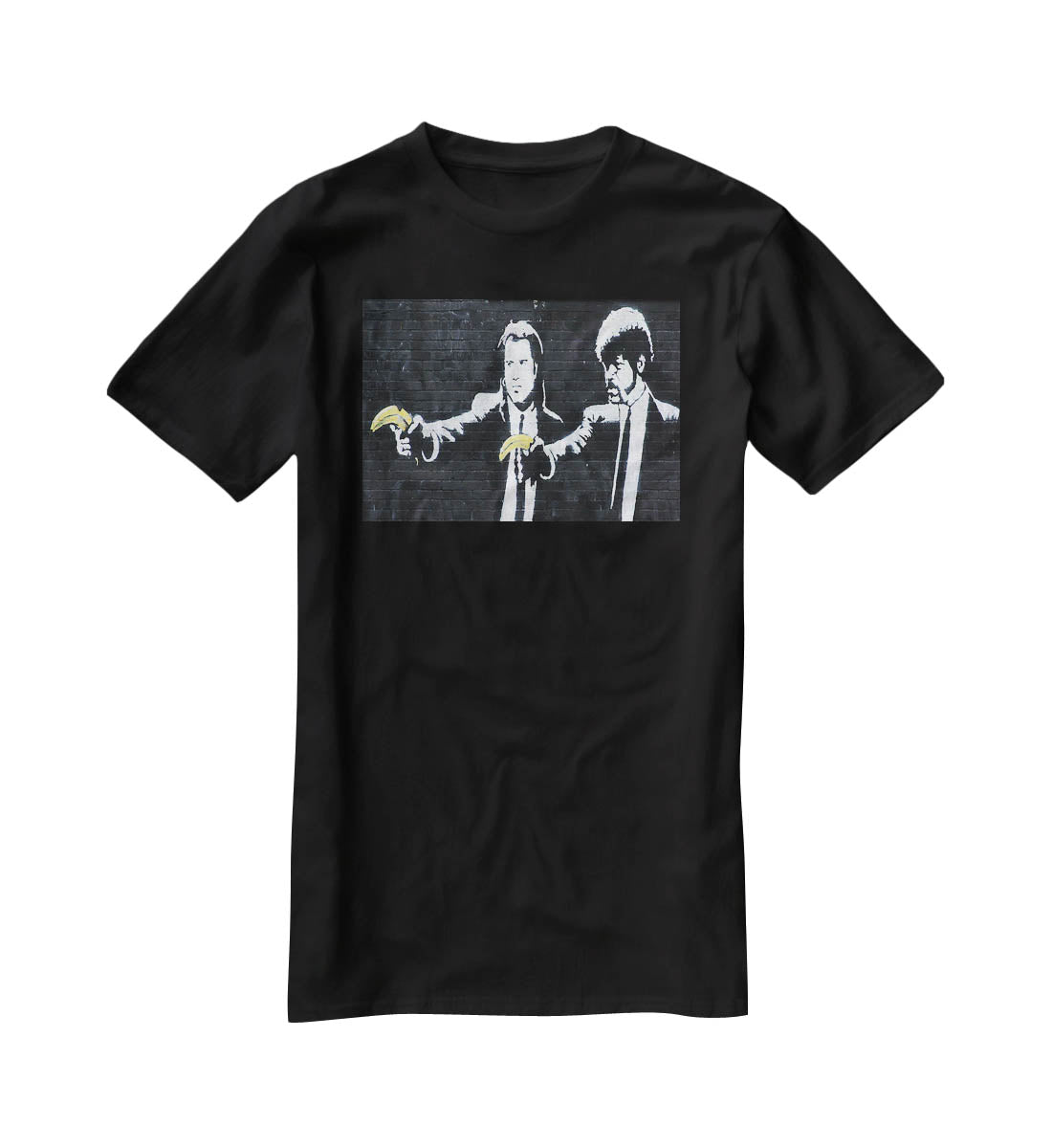 Banksy Pulp Fiction Banana Guns T-Shirt - Canvas Art Rocks - 1