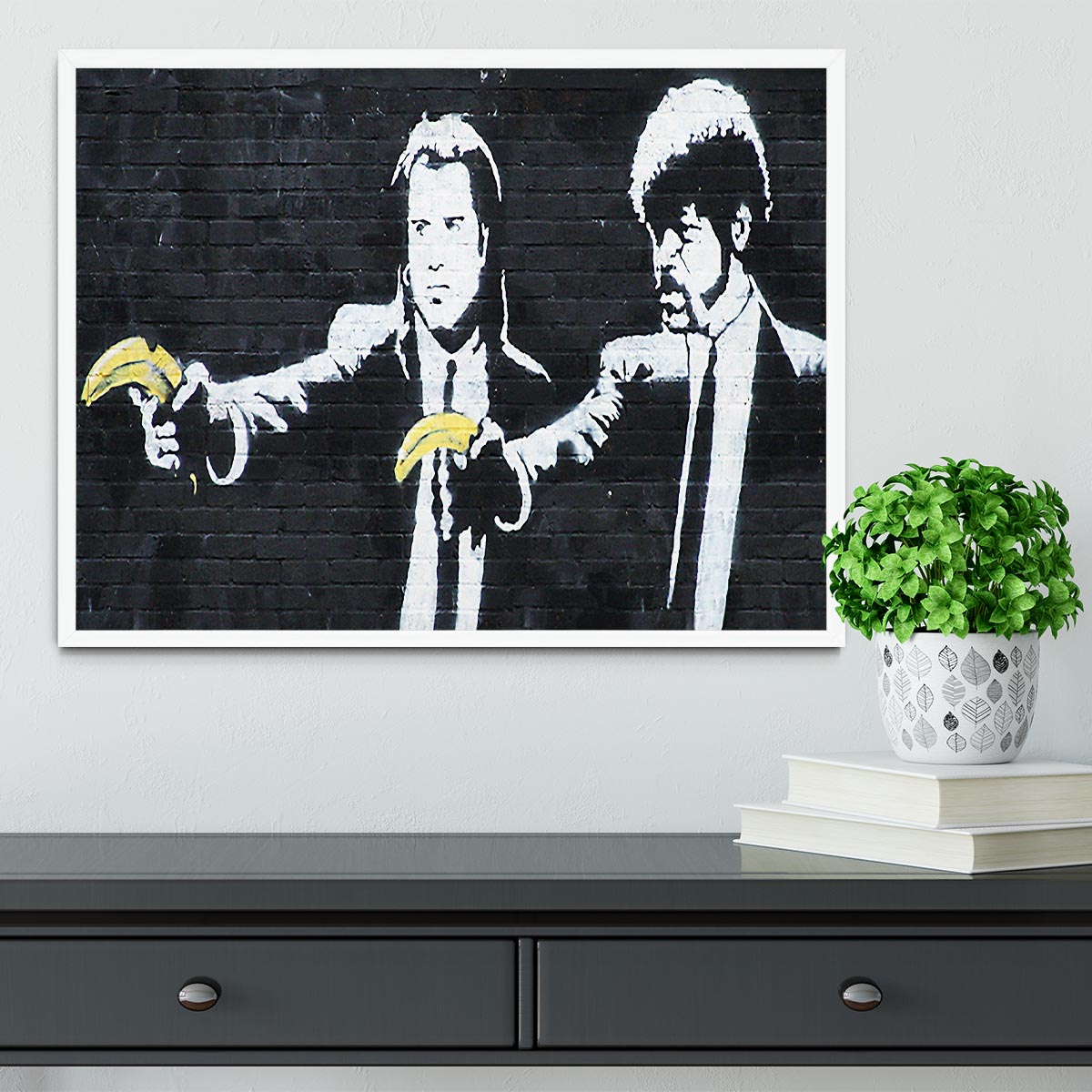 Banksy Pulp Fiction Banana Guns Framed Print - Canvas Art Rocks -6