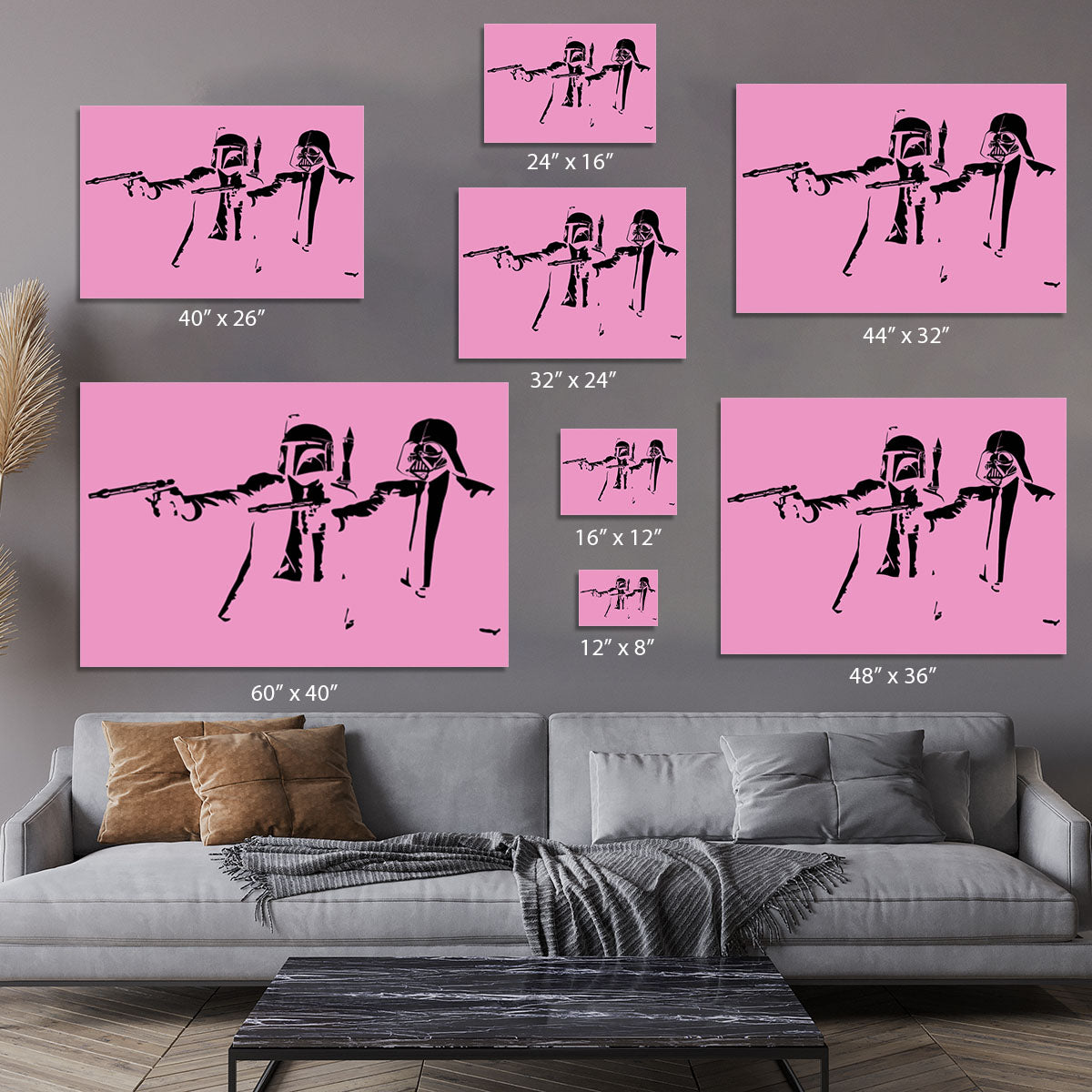 Banksy Pulp Fiction Star Wars Pink Canvas Print or Poster - Canvas Art Rocks - 7
