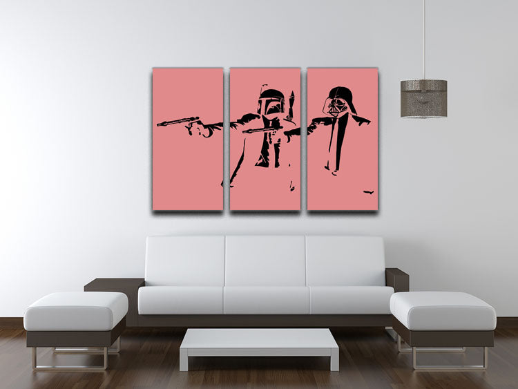 Banksy Pulp Fiction Star Wars Red 3 Split Panel Canvas Print - Canvas Art Rocks - 3