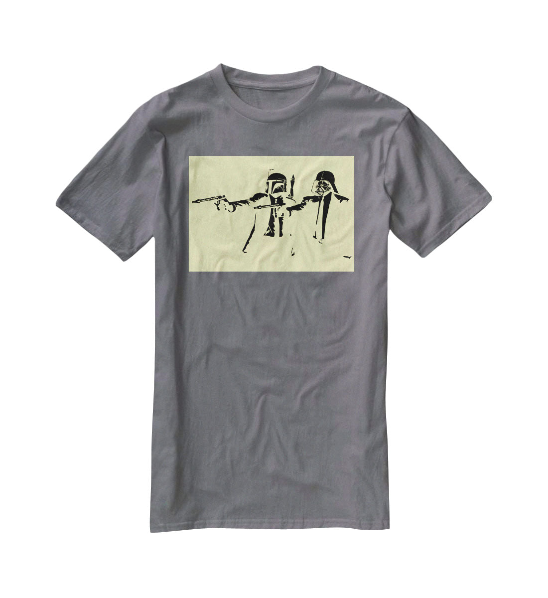 Banksy Pulp Fiction Star Wars Yellow T-Shirt - Canvas Art Rocks - 3