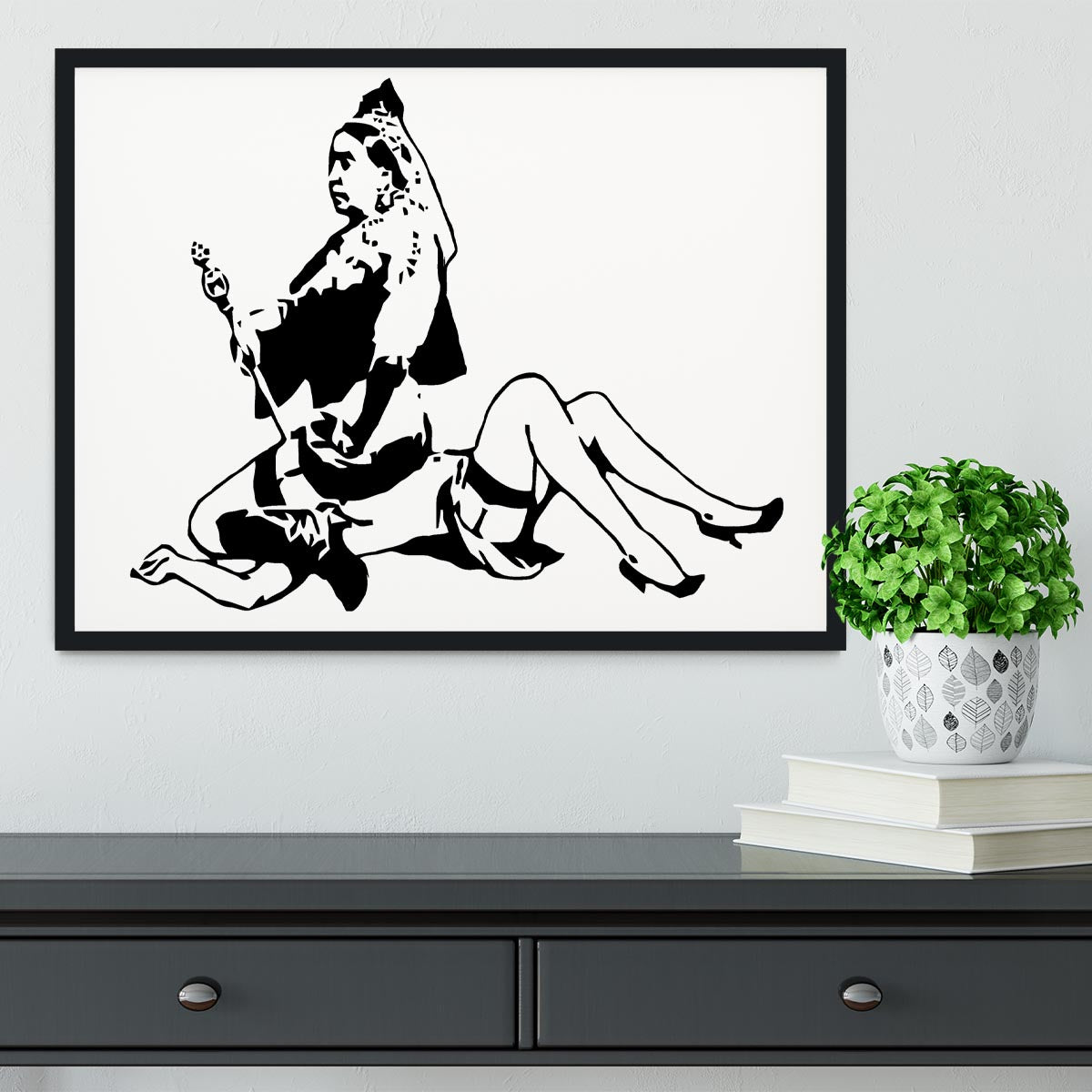 Banksy Queen Victoria Framed Print - Canvas Art Rocks - 2