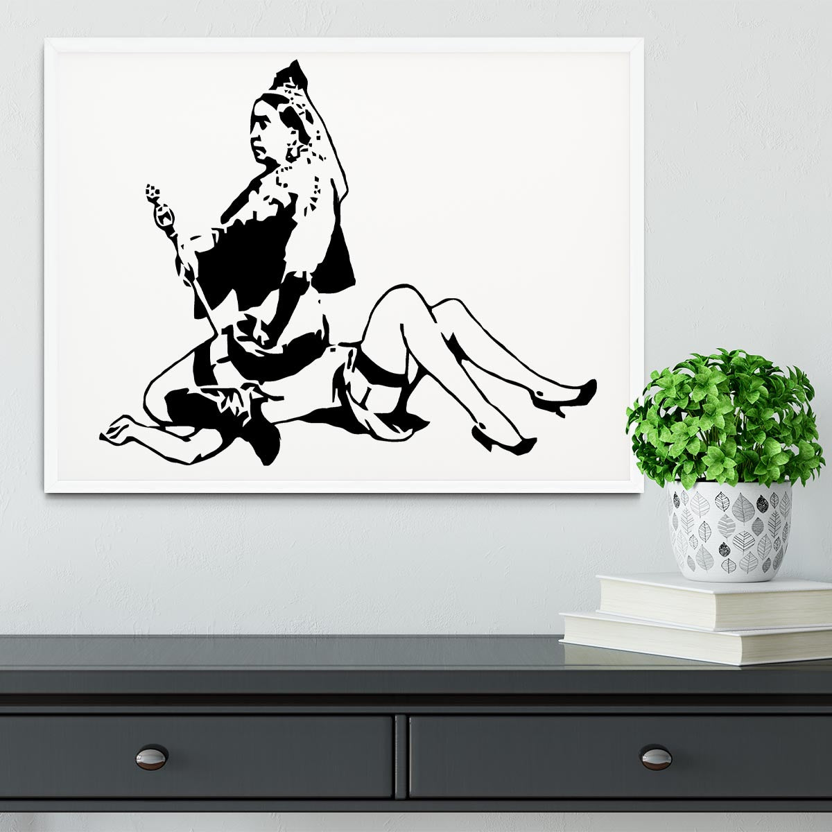 Banksy Queen Victoria Framed Print - Canvas Art Rocks -6