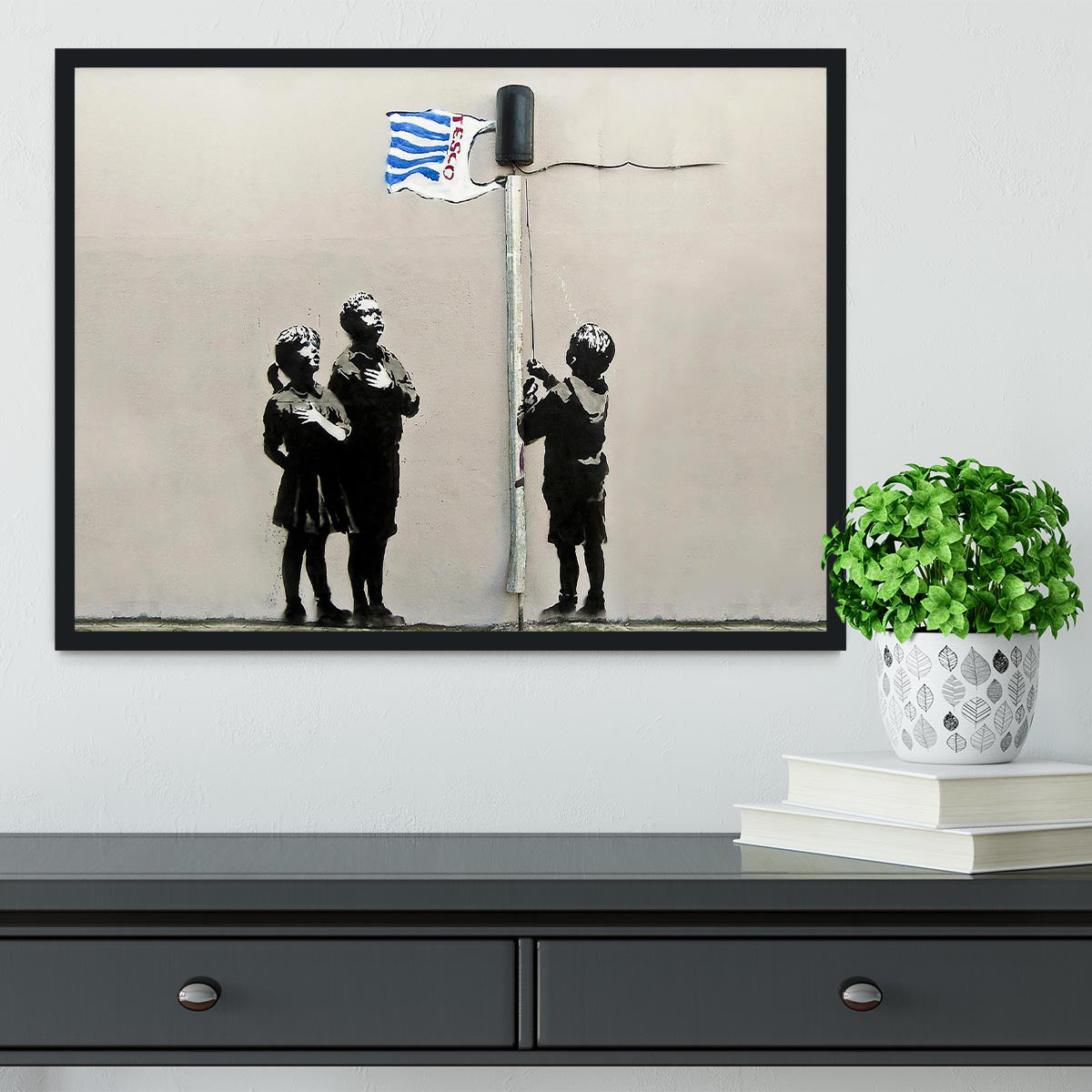 Banksy Raising the Tesco Flag (Very Little Helps) Framed Print